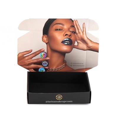 Embossing Debossing Kosmetik Black Mailer Box Wig Storage Box Ukuran Disesuaikan