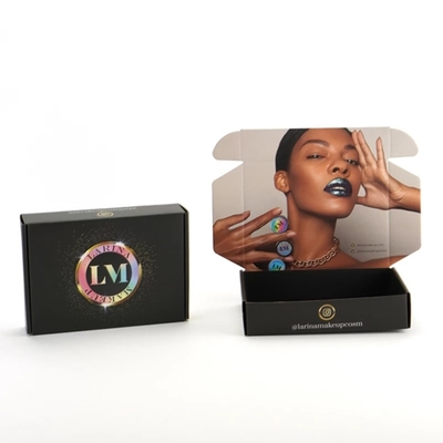 Embossing Debossing Kosmetik Black Mailer Box Wig Storage Box Ukuran Disesuaikan