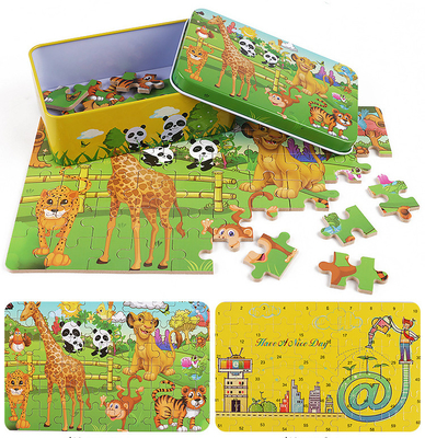 Teka-teki Jigsaw Kustom Ramah Lingkungan Kayu 3D Teka-teki Jigsaw Kartun Anak-anak