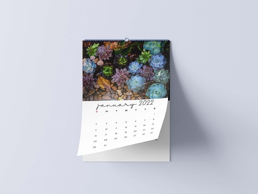 Kalender Meja Laminasi Matte Mencetak Kalender Dinding Bulanan 600-1000gsm