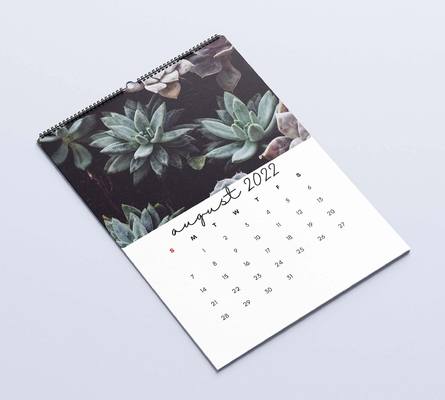 Kalender Meja Laminasi Matte Mencetak Kalender Dinding Bulanan 600-1000gsm