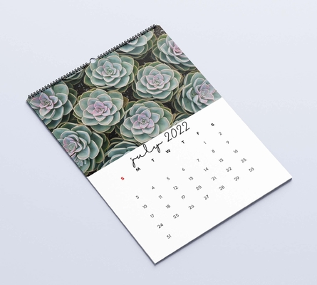 Kalender Meja Laminasi Matte Mencetak Kalender Dinding Bulanan 600-1000gsm