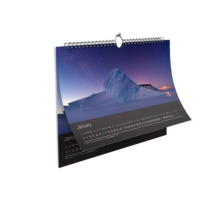 300gsm 350gsm UV Coating Landscape Kalender Mencetak Kalender Bulanan