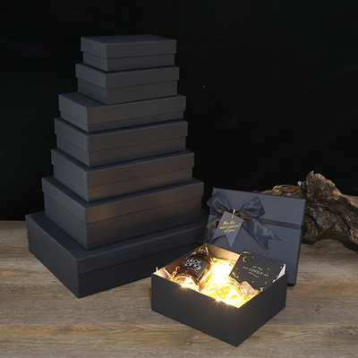 OEM ODM 1 Color Printing Black Rigid Box Luxury Gift Packaging Box