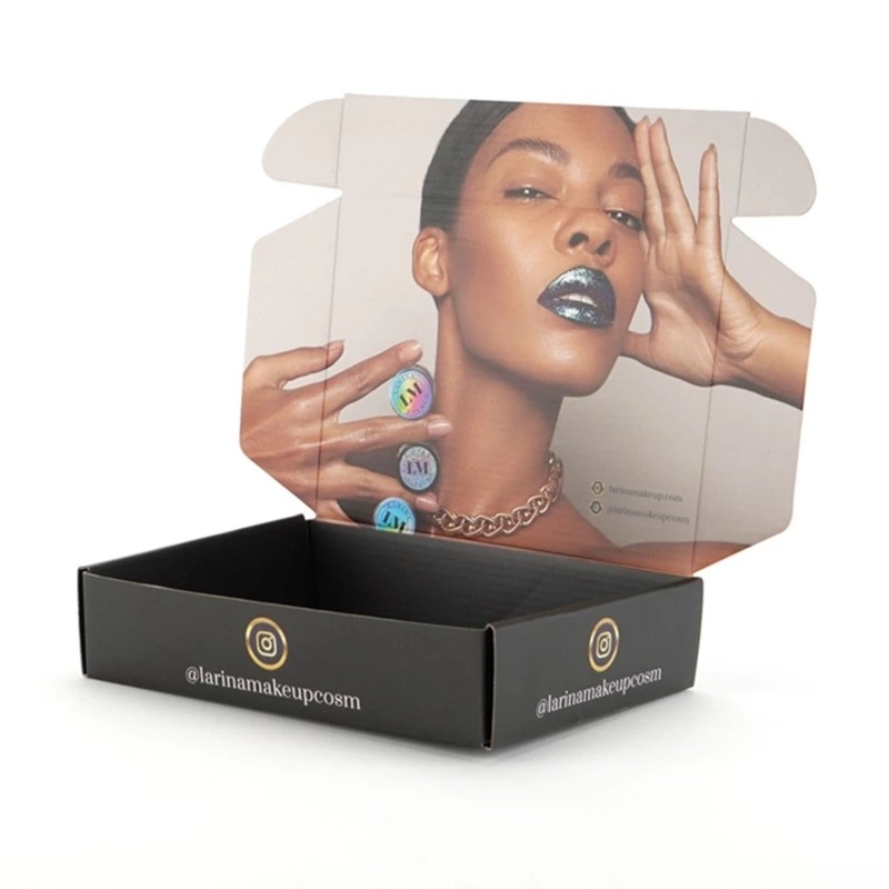 Embossing Debossing Kosmetik Black Mailer Box Wig Storage Box Ukuran Disesuaikan